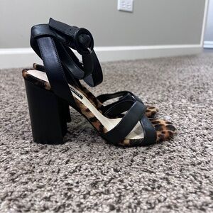 Nine West Black and Leopard Print Heels